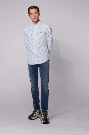 Koszula BOSS Patterned Slim Fit Białe Męskie (Pl07206)